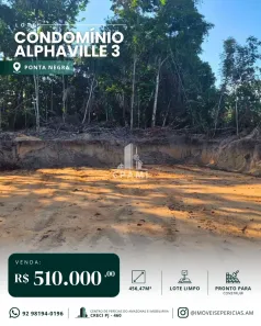 Lote/Terreno à venda, 456m² no Ponta Negra, Manaus