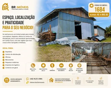 Galpão/Depósito/Armazém com 1 Quarto para alugar, 250m² no Campo D'una, Garopaba