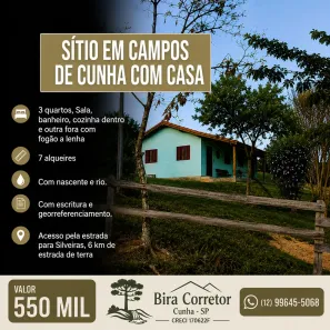 Fazenda/Sítio com 3 Quartos à venda, 100m² no Campos de Cunha, Cunha