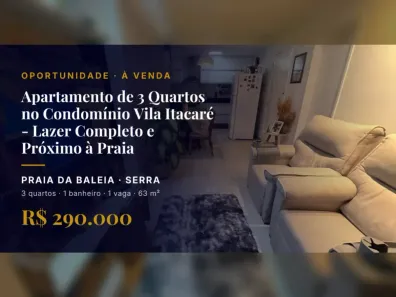 Apartamento com 3 Quartos à venda, 63m² no Praia da Baleia, Serra