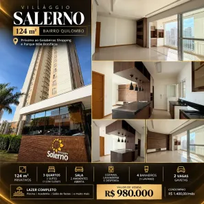 Apartamento com 3 Quartos à venda, 124m² no Quilombo, Cuiabá