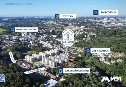 Apartamento com 2 Quartos à venda, 44m² no Ana Rech, Caxias do Sul