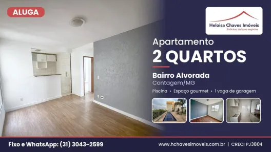 Apartamento com 2 Quartos para alugar, 46m² no Alvorada, Contagem