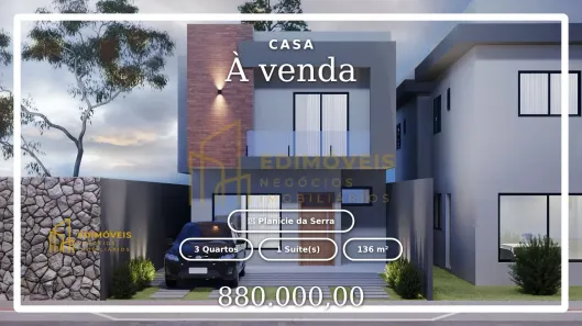 Casa com 3 Quartos à venda, 136m² no Planície da Serra, Serra