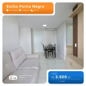 Apartamento com 2 Quartos para alugar, 52m² no Ponta Negra, Manaus