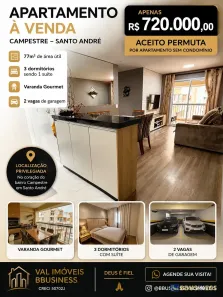 Apartamento com 3 Quartos à venda, 77m² no Campestre, Santo André