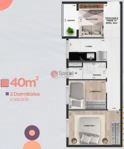 Apartamento com 2 Quartos à venda, 40m² no Chácara Seis de Outubro, São Paulo