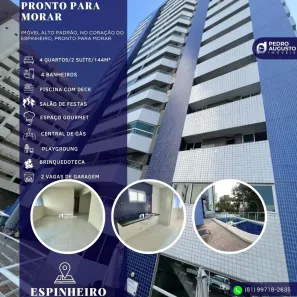 Apartamento com 4 Quartos à venda, 144m² no Espinheiro, Recife