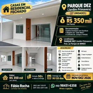 Casa de Condomínio com 2 Quartos à venda, 54m² no Parque 10 de Novembro, Manaus