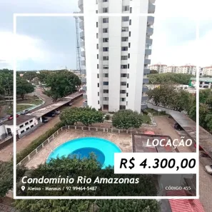 Apartamento com 3 Quartos para alugar, 130m² no Aleixo, Manaus
