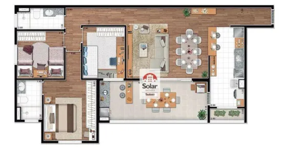Apartamento com 3 Quartos à venda, 106m² no Loteamento Residencial e Comercial Bosque Flamboyant, Taubaté