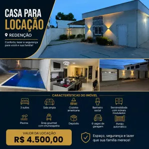 Casa com 3 Quartos para alugar, 250m² no Redenção, Manaus