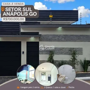 Casa com 3 Quartos à venda, 145m² no Setor Sul, Anápolis