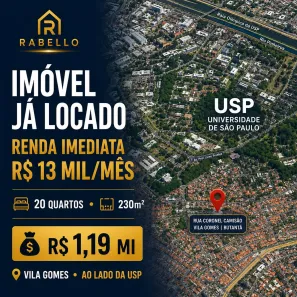 Prédio Comercial com 20 Quartos à venda, 200m² no Vila Gomes, São Paulo