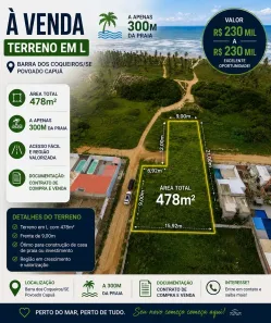 Lote/Terreno à venda, 478m² no , Barra dos Coqueiros