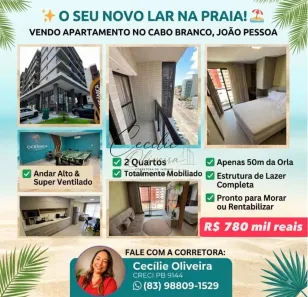 Apartamento com 2 Quartos à venda, 48m² no Cabo Branco, João Pessoa