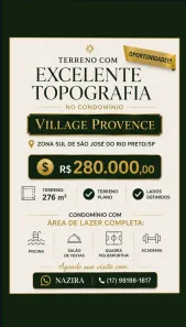 Lote/Terreno à venda, 276m² no Village Provence, São José do Rio Preto