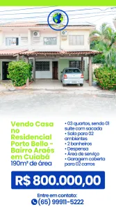 Sobrado com 3 Quartos à venda, 190m² no Araés, Cuiabá