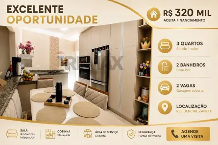 Casa com 3 Quartos à venda, 76m² no Residencial Zanetti, Franca