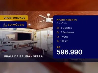 Apartamento com 3 Quartos à venda, 100m² no Praia da Baleia, Serra