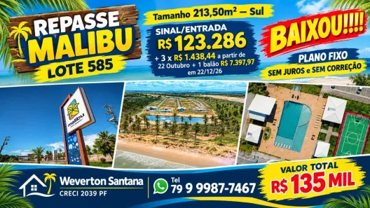 Lote/Terreno à venda, 213m² no Zona de Expansão Capua, Barra dos Coqueiros