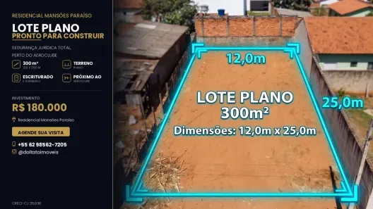 Lote/Terreno à venda, 300m² no Residencial Mansões Paraíso, Goiânia
