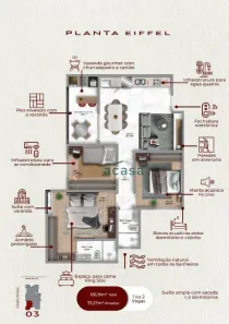 Apartamento com 3 Quartos à venda, 73m² no Centro, Cascavel
