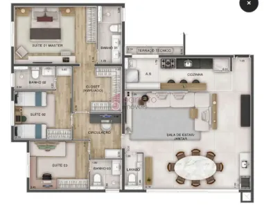 Apartamento com 3 Quartos à venda, 130m² no Jardim Ermida I, Jundiaí