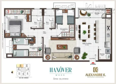 Apartamento com 3 Quartos à venda, 91m² no Pedra Branca, Palhoça