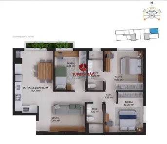 Apartamento com 3 Quartos à venda, 79m² no Pedra Branca, Palhoça