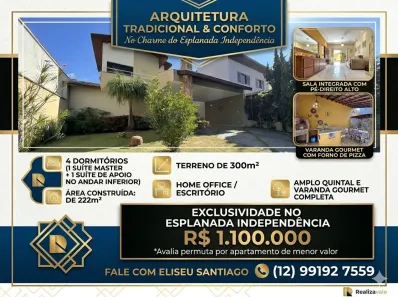Casa de Condomínio com 4 Quartos à venda, 222m² no Loteamento Fernando Camargo Nogueira, Taubaté