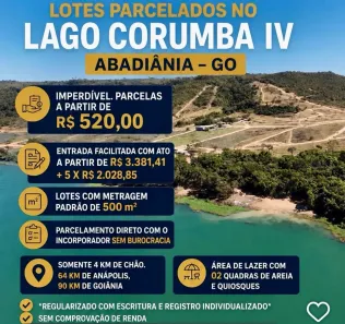 Lote/Terreno à venda, 501m² no , Abadiânia