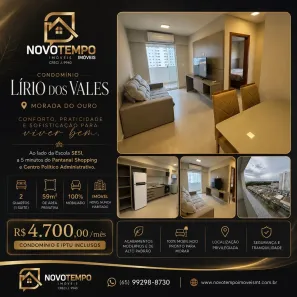 Apartamento com 2 Quartos para alugar, 59m² no Morada do Ouro, Cuiabá