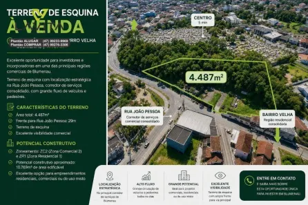Lote/Terreno à venda, 4487m² no Velha, Blumenau