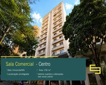 Sala Comercial para alugar, 136m² no Centro, Belo Horizonte