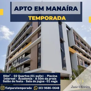 Apartamento com 2 Quartos para alugar, 60m² no Manaíra, João Pessoa