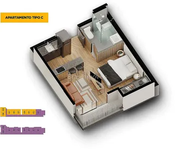 Apartamento com 1 Quarto à venda, 34m² no Centro, Juiz de Fora