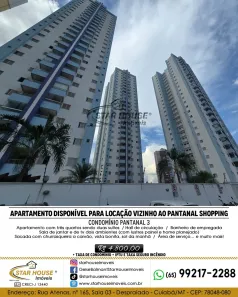 Apartamento com 3 Quartos para alugar, 105m² no Jardim Aclimação, Cuiabá