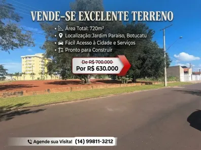 Lote/Terreno à venda, 720m² no Conjunto Residencial Jardim do Mirante, Botucatu