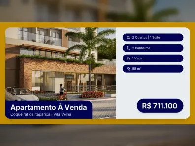 Apartamento com 2 Quartos à venda, 58m² no Coqueiral de Itaparica, Vila Velha