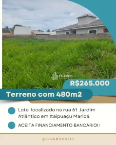 Lote/Terreno à venda, 480m² no Jardim Atlântico Central (Itaipuaçu), Maricá