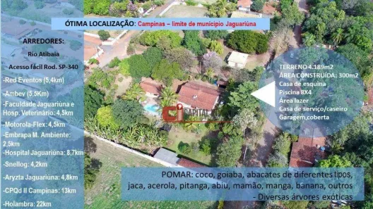 Fazenda/Sítio com 2 Quartos à venda, 420m² no Bananal, Campinas
