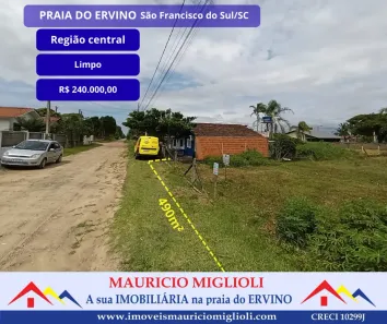 Lote/Terreno à venda, 490m² no Praia do Ervino, São Francisco do Sul