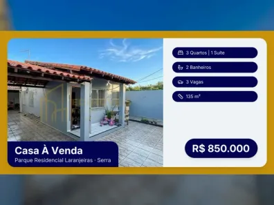 Casa com 3 Quartos à venda, 135m² no Parque Residencial Laranjeiras, Serra