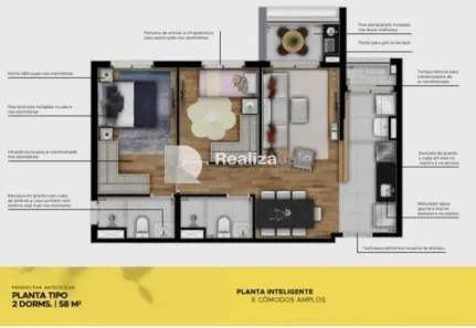 Apartamento com 2 Quartos à venda, 58m² no Jardim Esplanada, São José dos Campos