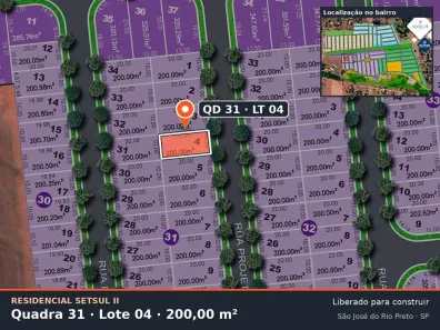 Lote/Terreno à venda, 200m² no Residencial Setsul II, São José do Rio Preto