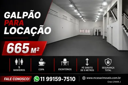 Galpão/Depósito/Armazém para alugar, 665m² no Vila Nova York, São Paulo