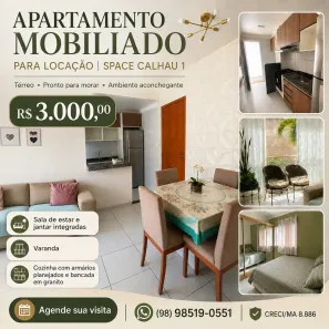 Apartamento com 2 Quartos para alugar, 49m² no Recanto dos Nobres, São Luís