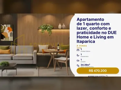 Apartamento com 1 Quarto à venda, 34m² no Coqueiral de Itaparica, Vila Velha