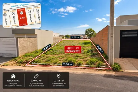 Lote/Terreno à venda, 220m² no Residencial Borboleta 3, Bady Bassitt
